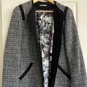 Black & white knit pea coat